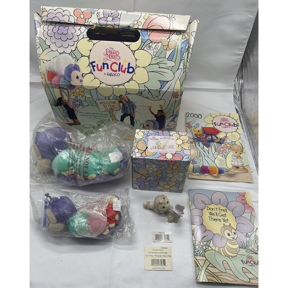 PRECIOUS MOMENTS 2000 Fun Club by Enesco Set Plush Stuffed Animal Vintage - Picture 1 of 16